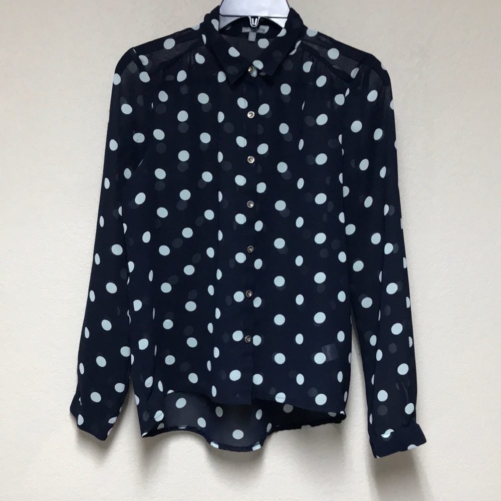 Polka Dot Long Sleeve Button Down